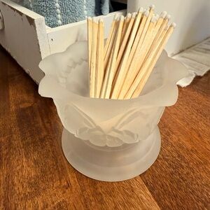 Frosted Glass Flower Candle Holder